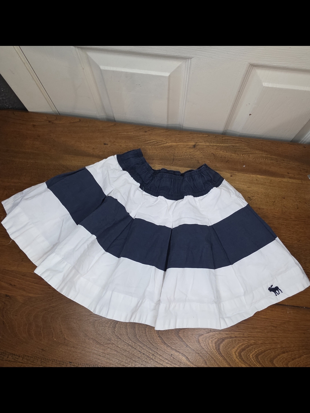 Abercrombie & Fitch Navy and White Striped Circle Skirt